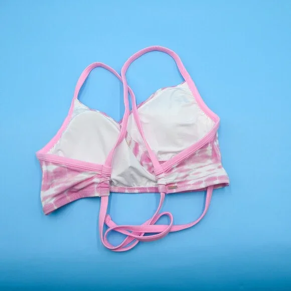Victorias Secret Large Pink Tie Dye Cutout Wrap Style Bikini Top Padded Swim New - Picture 6 of 10